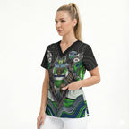 Canberra Raiders Scrub Top The Scream of Lightning Eyes - Indigenous Dot Ripping Effect