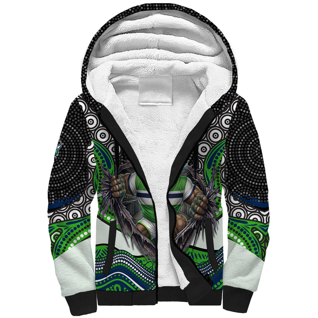 Canberra Raiders Sherpa Hoodie The Scream of Lightning Eyes - Indigenous Dot Ripping Effect