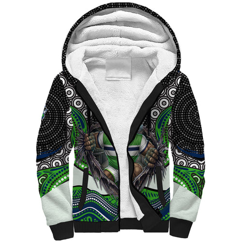 Canberra Raiders Sherpa Hoodie The Scream of Lightning Eyes - Indigenous Dot Ripping Effect