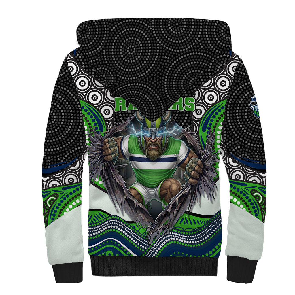 Canberra Raiders Sherpa Hoodie The Scream of Lightning Eyes - Indigenous Dot Ripping Effect