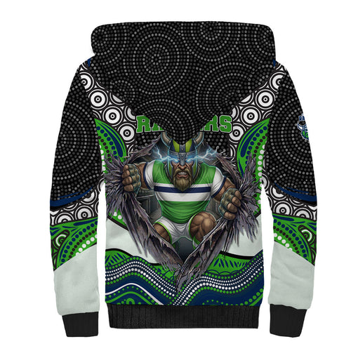 Canberra Raiders Sherpa Hoodie The Scream of Lightning Eyes - Indigenous Dot Ripping Effect