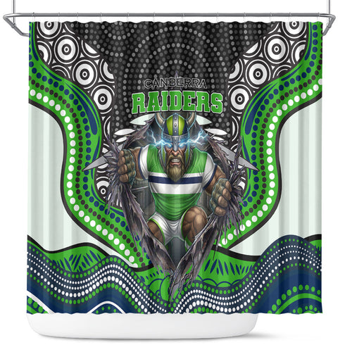 Canberra Raiders Shower Curtain The Scream of Lightning Eyes - Indigenous Dot Ripping Effect
