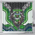 Canberra Raiders Shower Curtain The Scream of Lightning Eyes - Indigenous Dot Ripping Effect