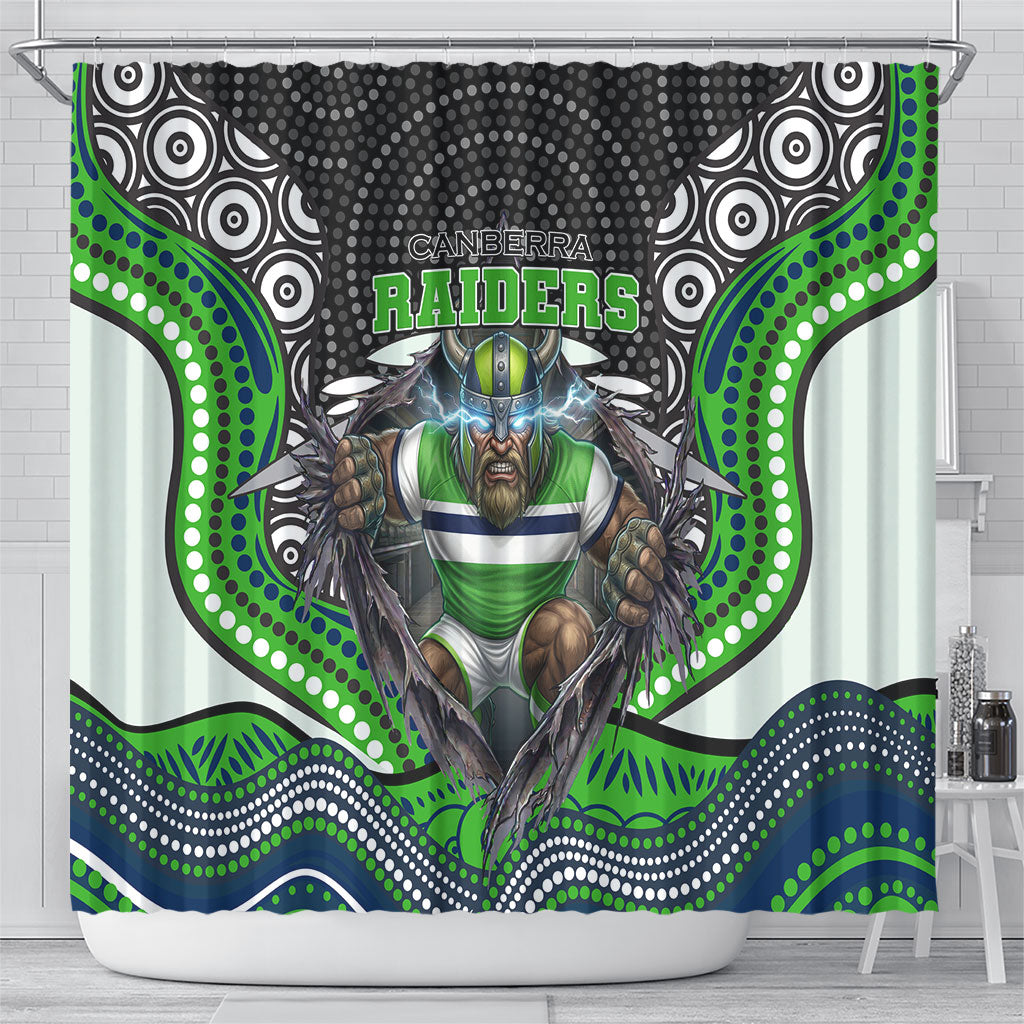 Canberra Raiders Shower Curtain The Scream of Lightning Eyes - Indigenous Dot Ripping Effect