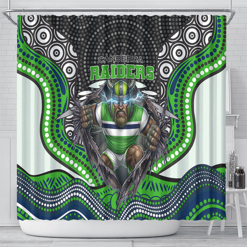 Canberra Raiders Shower Curtain The Scream of Lightning Eyes - Indigenous Dot Ripping Effect