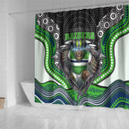 Canberra Raiders Shower Curtain The Scream of Lightning Eyes - Indigenous Dot Ripping Effect