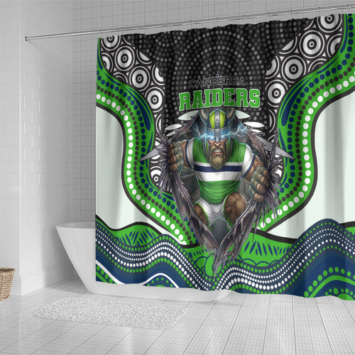 Canberra Raiders Shower Curtain The Scream of Lightning Eyes - Indigenous Dot Ripping Effect