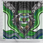 Canberra Raiders Shower Curtain The Scream of Lightning Eyes - Indigenous Dot Ripping Effect