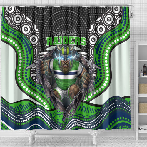 Canberra Raiders Shower Curtain The Scream of Lightning Eyes - Indigenous Dot Ripping Effect