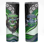 Canberra Raiders Skinny Tumbler The Scream of Lightning Eyes - Indigenous Dot Ripping Effect