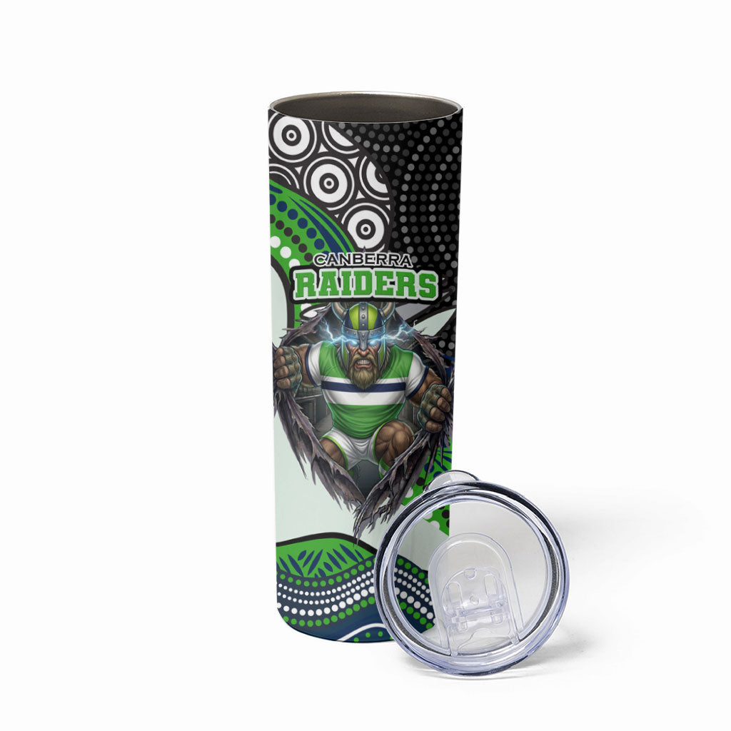 Canberra Raiders Skinny Tumbler The Scream of Lightning Eyes - Indigenous Dot Ripping Effect