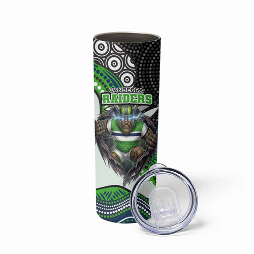 Canberra Raiders Skinny Tumbler The Scream of Lightning Eyes - Indigenous Dot Ripping Effect