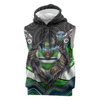 Canberra Raiders Sleeveless Hoodie The Scream of Lightning Eyes - Indigenous Dot Ripping Effect