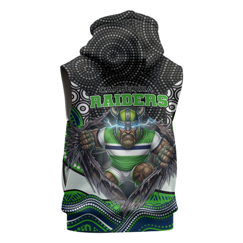 Canberra Raiders Sleeveless Hoodie The Scream of Lightning Eyes - Indigenous Dot Ripping Effect