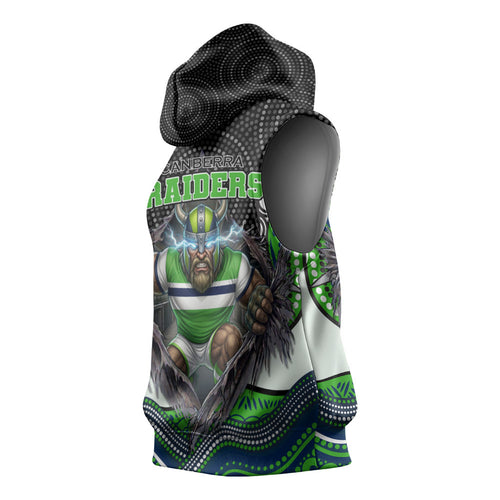 Canberra Raiders Sleeveless Hoodie The Scream of Lightning Eyes - Indigenous Dot Ripping Effect