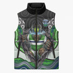 Canberra Raiders Sleeveless Puffer Jacket The Scream of Lightning Eyes - Indigenous Dot Ripping Effect