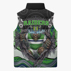 Canberra Raiders Sleeveless Puffer Jacket The Scream of Lightning Eyes - Indigenous Dot Ripping Effect