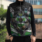 Canberra Raiders Sleeveless Puffer Jacket The Scream of Lightning Eyes - Indigenous Dot Ripping Effect