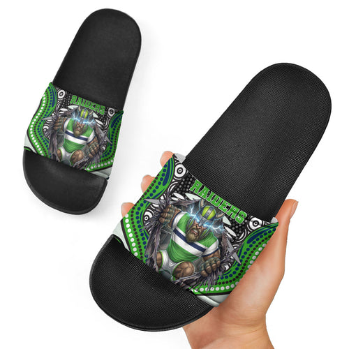 Canberra Raiders Slide Sandals The Scream of Lightning Eyes - Indigenous Dot Ripping Effect