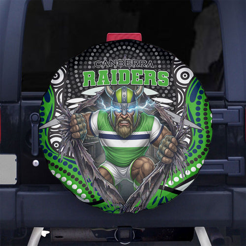 Canberra Raiders Spare Tire Cover The Scream of Lightning Eyes - Indigenous Dot Ripping Effect