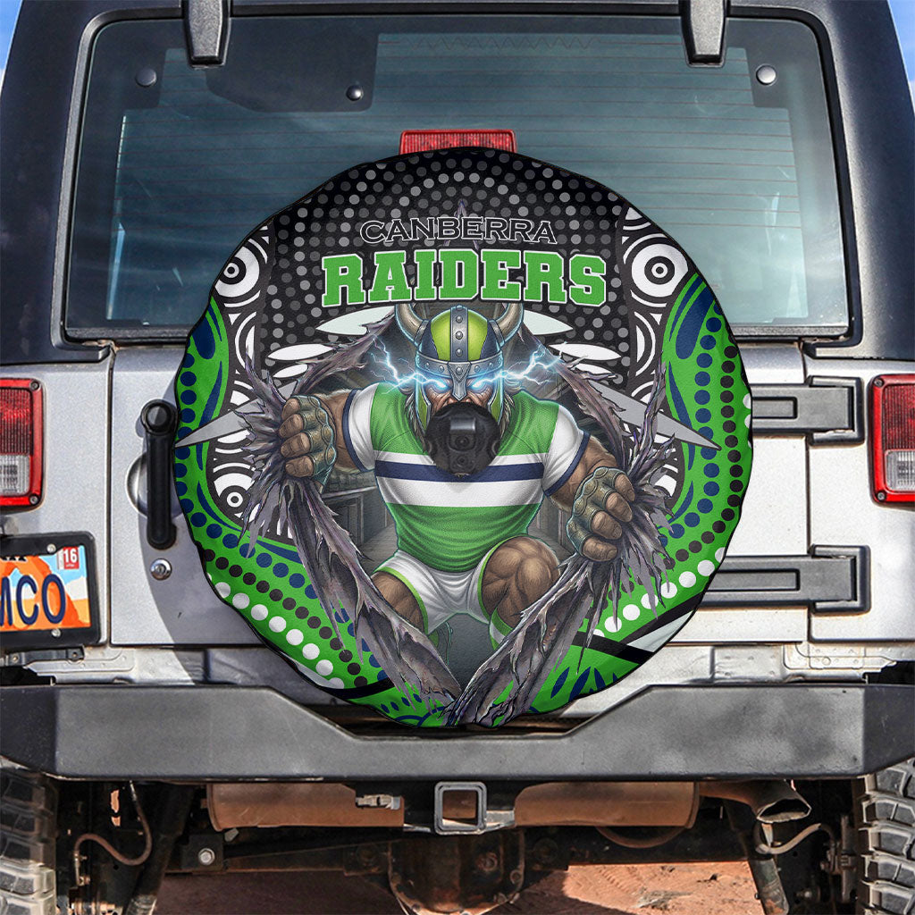 Canberra Raiders Spare Tire Cover The Scream of Lightning Eyes - Indigenous Dot Ripping Effect