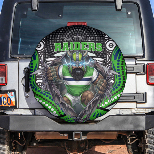 Canberra Raiders Spare Tire Cover The Scream of Lightning Eyes - Indigenous Dot Ripping Effect