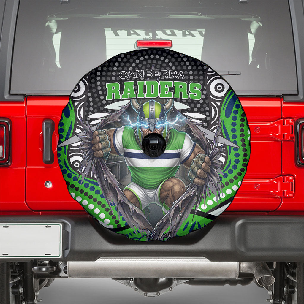 Canberra Raiders Spare Tire Cover The Scream of Lightning Eyes - Indigenous Dot Ripping Effect