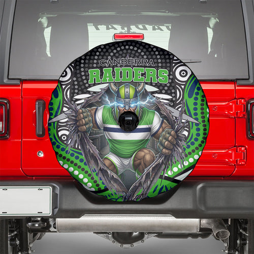 Canberra Raiders Spare Tire Cover The Scream of Lightning Eyes - Indigenous Dot Ripping Effect