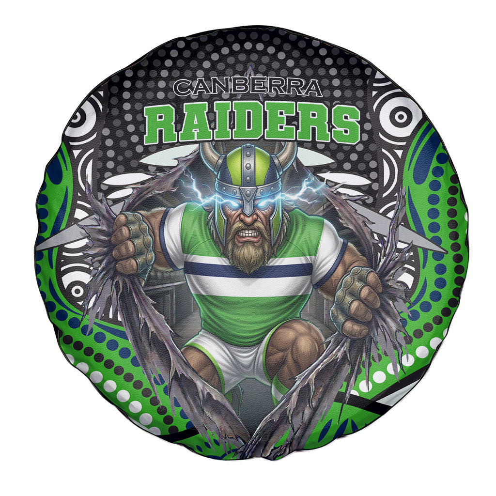 Canberra Raiders Spare Tire Cover The Scream of Lightning Eyes - Indigenous Dot Ripping Effect