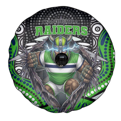 Canberra Raiders Spare Tire Cover The Scream of Lightning Eyes - Indigenous Dot Ripping Effect