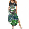 Canberra Raiders Summer Maxi Dress The Scream of Lightning Eyes - Indigenous Dot Ripping Effect