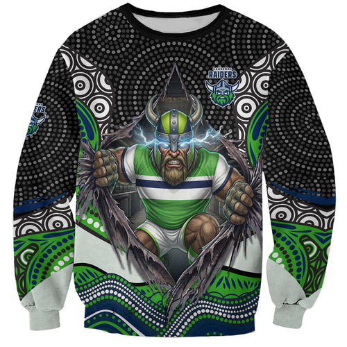 Canberra Raiders Sweatshirt The Scream of Lightning Eyes - Indigenous Dot Ripping Effect