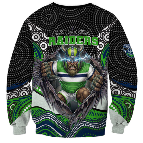Canberra Raiders Sweatshirt The Scream of Lightning Eyes - Indigenous Dot Ripping Effect