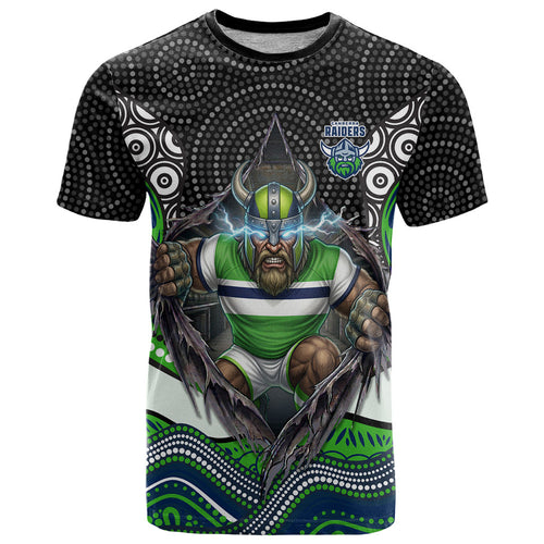 Canberra Raiders T Shirt The Scream of Lightning Eyes - Indigenous Dot Ripping Effect