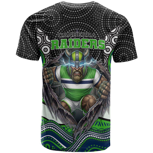 Canberra Raiders T Shirt The Scream of Lightning Eyes - Indigenous Dot Ripping Effect