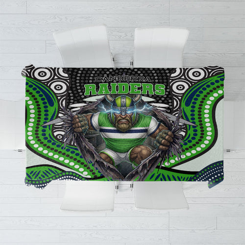 Canberra Raiders Tablecloth The Scream of Lightning Eyes - Indigenous Dot Ripping Effect