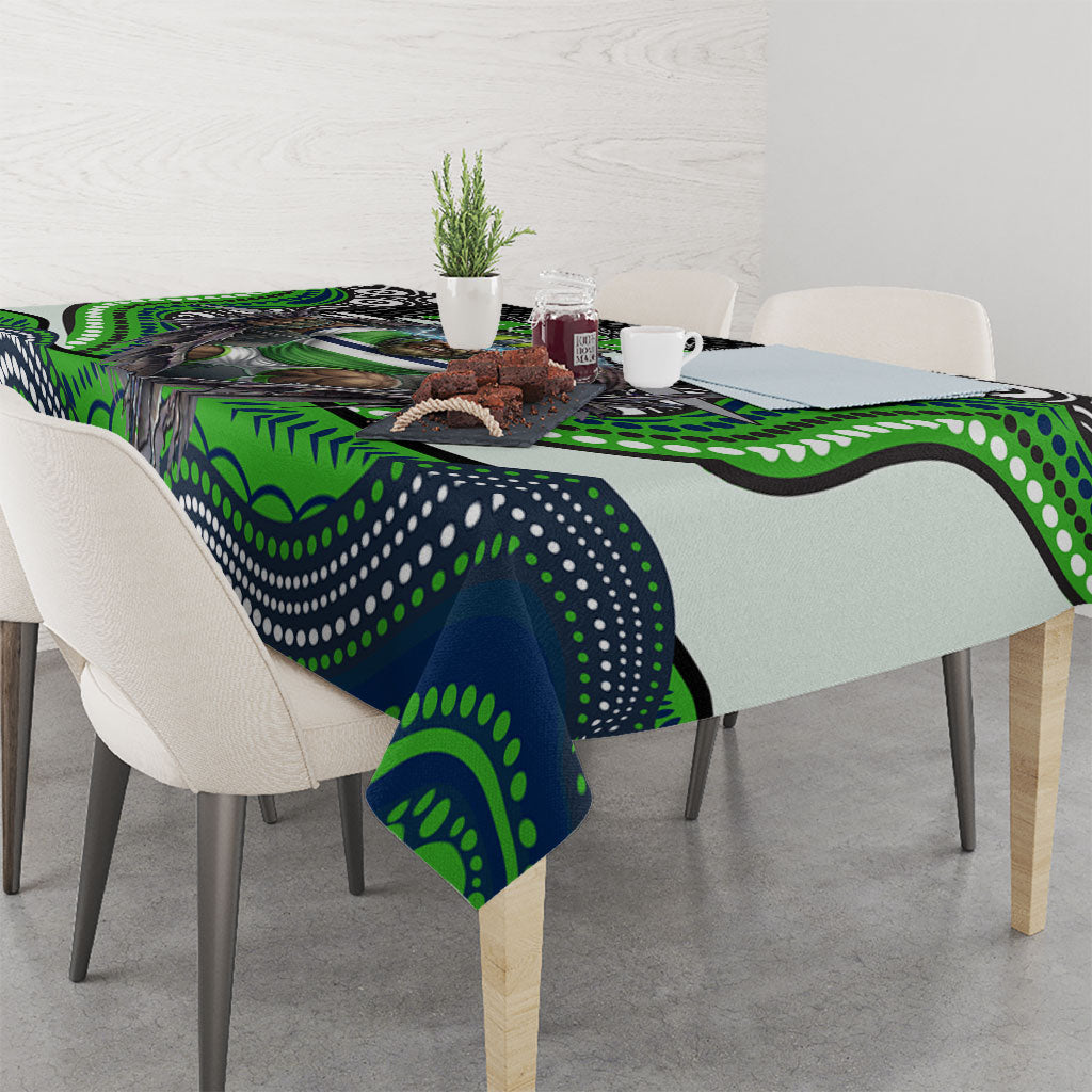 Canberra Raiders Tablecloth The Scream of Lightning Eyes - Indigenous Dot Ripping Effect