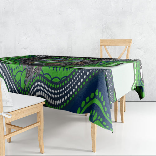 Canberra Raiders Tablecloth The Scream of Lightning Eyes - Indigenous Dot Ripping Effect