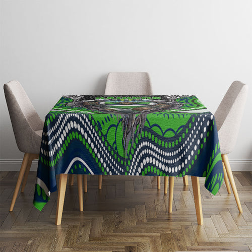Canberra Raiders Tablecloth The Scream of Lightning Eyes - Indigenous Dot Ripping Effect