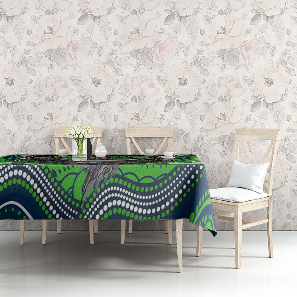 Canberra Raiders Tablecloth The Scream of Lightning Eyes - Indigenous Dot Ripping Effect