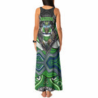 Canberra Raiders Tank Maxi Dress The Scream of Lightning Eyes - Indigenous Dot Ripping Effect