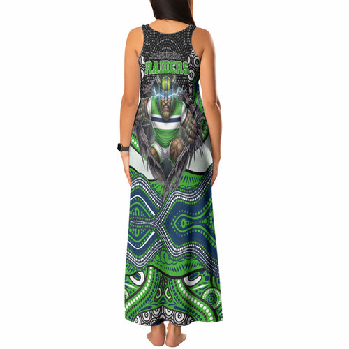 Canberra Raiders Tank Maxi Dress The Scream of Lightning Eyes - Indigenous Dot Ripping Effect