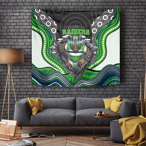 Canberra Raiders Tapestry The Scream of Lightning Eyes - Indigenous Dot Ripping Effect