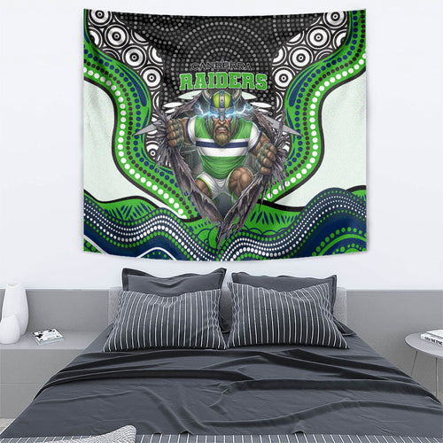 Canberra Raiders Tapestry The Scream of Lightning Eyes - Indigenous Dot Ripping Effect
