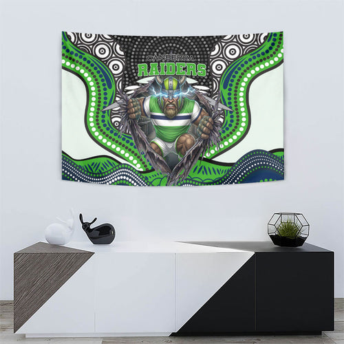 Canberra Raiders Tapestry The Scream of Lightning Eyes - Indigenous Dot Ripping Effect