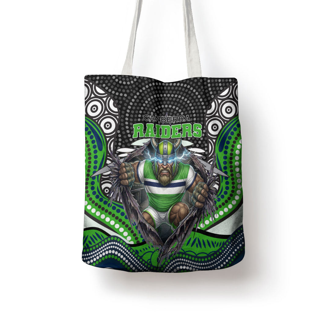 Canberra Raiders Tote Bag The Scream of Lightning Eyes - Indigenous Dot Ripping Effect