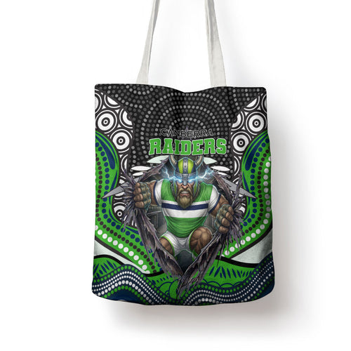 Canberra Raiders Tote Bag The Scream of Lightning Eyes - Indigenous Dot Ripping Effect