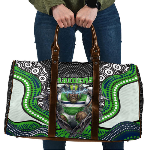 Canberra Raiders Travel Bag The Scream of Lightning Eyes - Indigenous Dot Ripping Effect