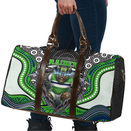 Canberra Raiders Travel Bag The Scream of Lightning Eyes - Indigenous Dot Ripping Effect