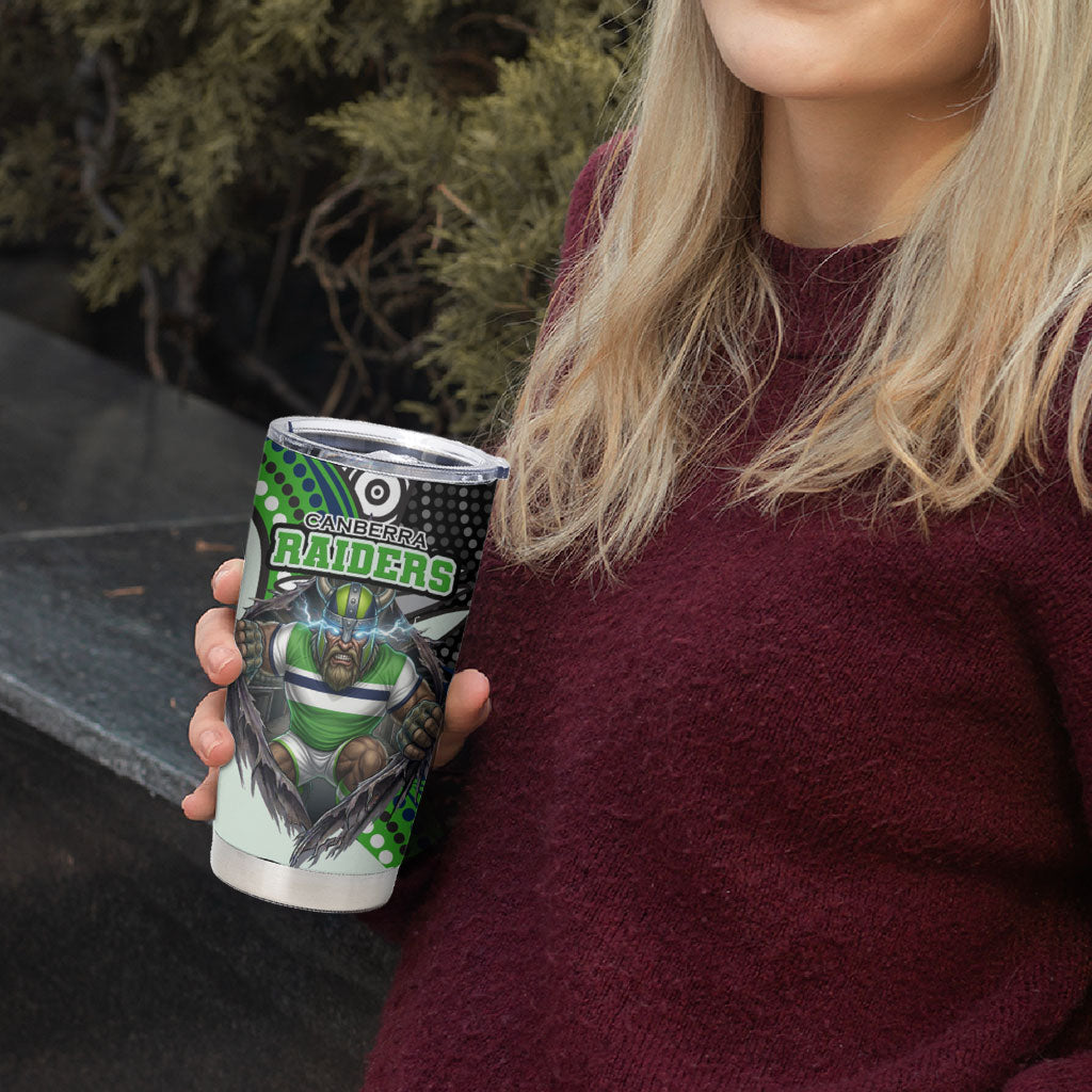 Canberra Raiders Tumbler Cup The Scream of Lightning Eyes - Indigenous Dot Ripping Effect